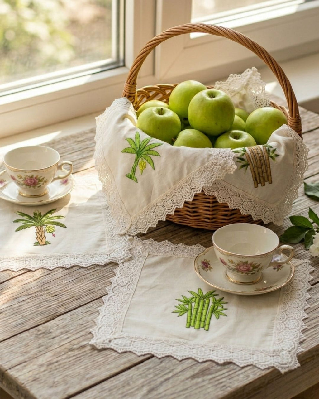 Loom & Leaf Embroidered Lace Napkins (set of 4)
