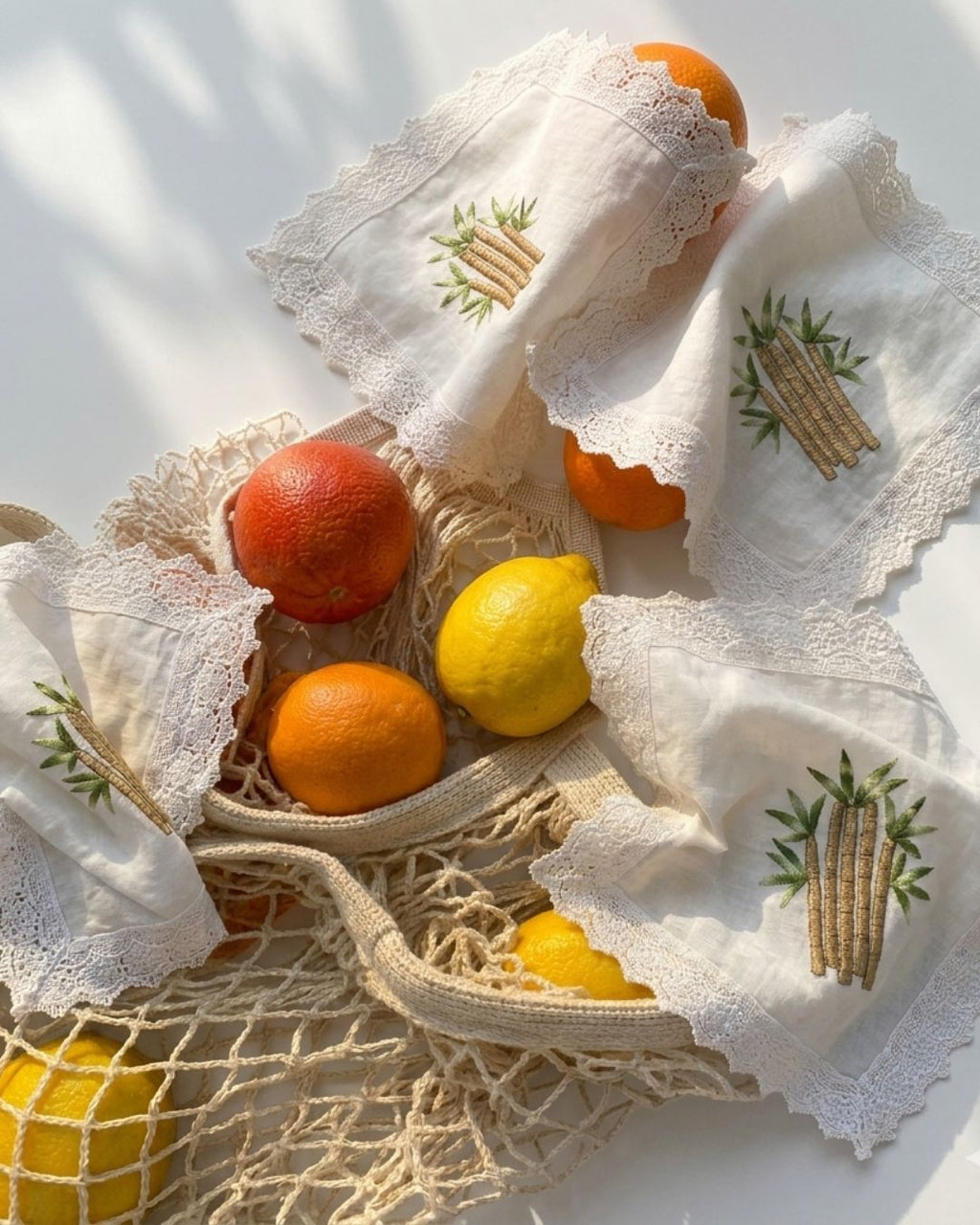 Loom & Leaf Embroidered Lace Napkins (set of 4)