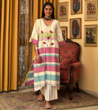 Raass Floral Grid Handwoven Cotton Kurta with Pant Set