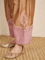 Beige Chanderi Hand Embroidered Kurta Set