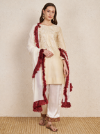 Ivory PST Kurta Set with Satin Pants