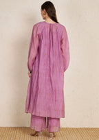 Lavender Chanderi Loose Kurta with Silk Hand Embroidery