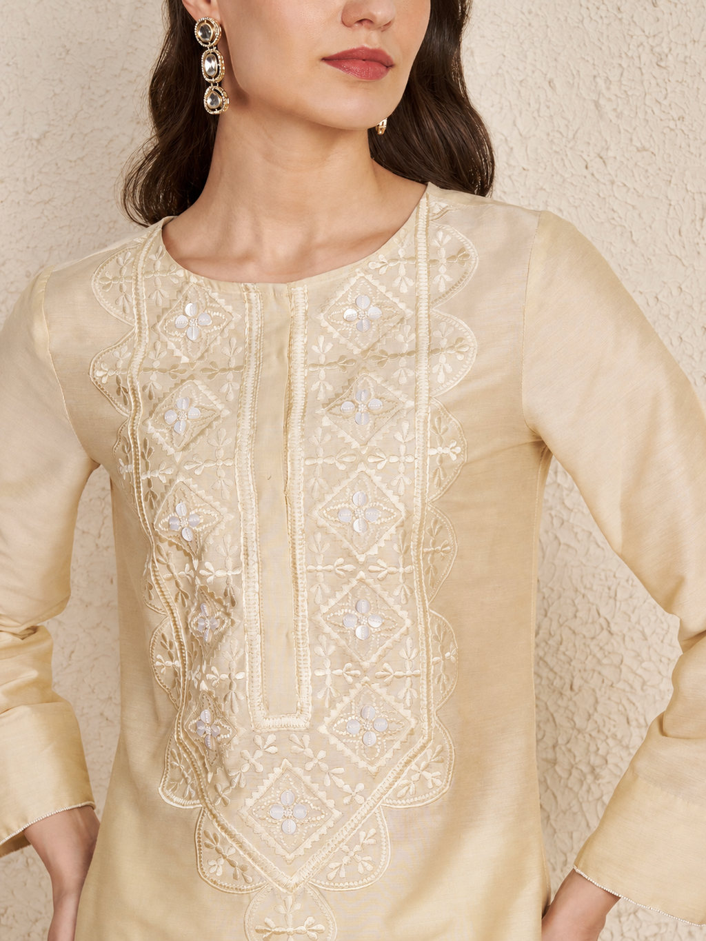 Ivory PST Kurta Set with Satin Pants