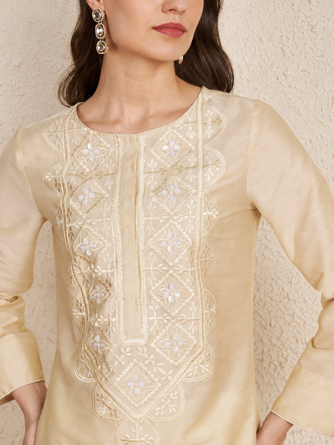 Ivory PST Kurta Set with Satin Pants