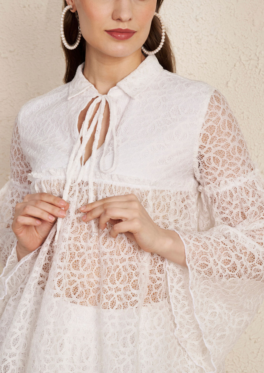 White Lace Top & Flared Skirt
