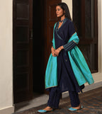 Raass Midnight Grace Embellished Handwoven Cotton Anarkali Set