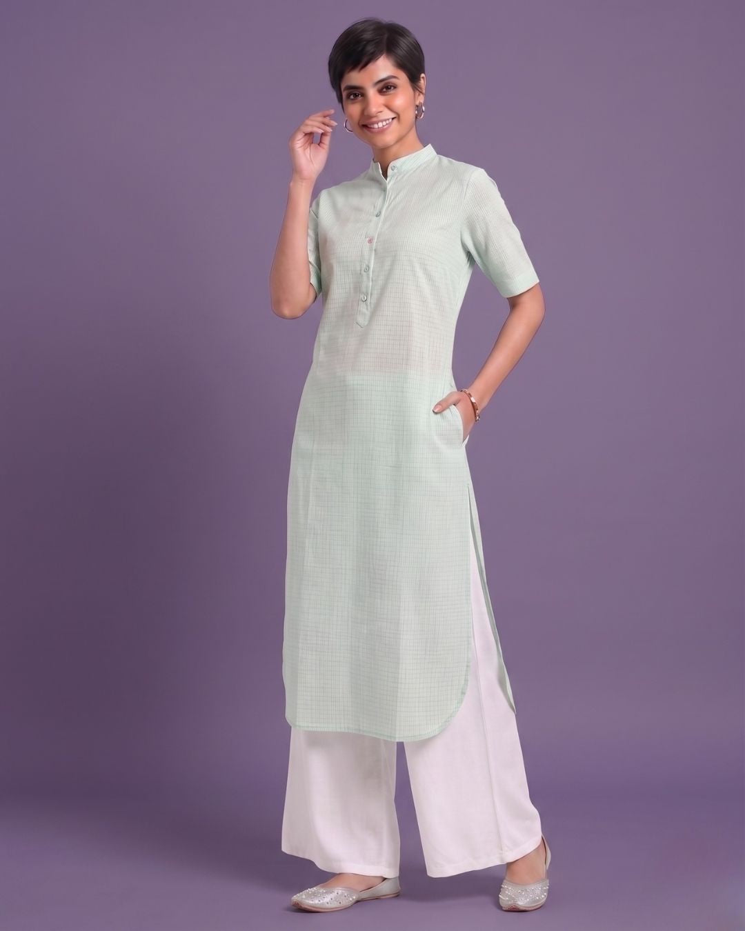 Pista Kulfi Cotton Kurta