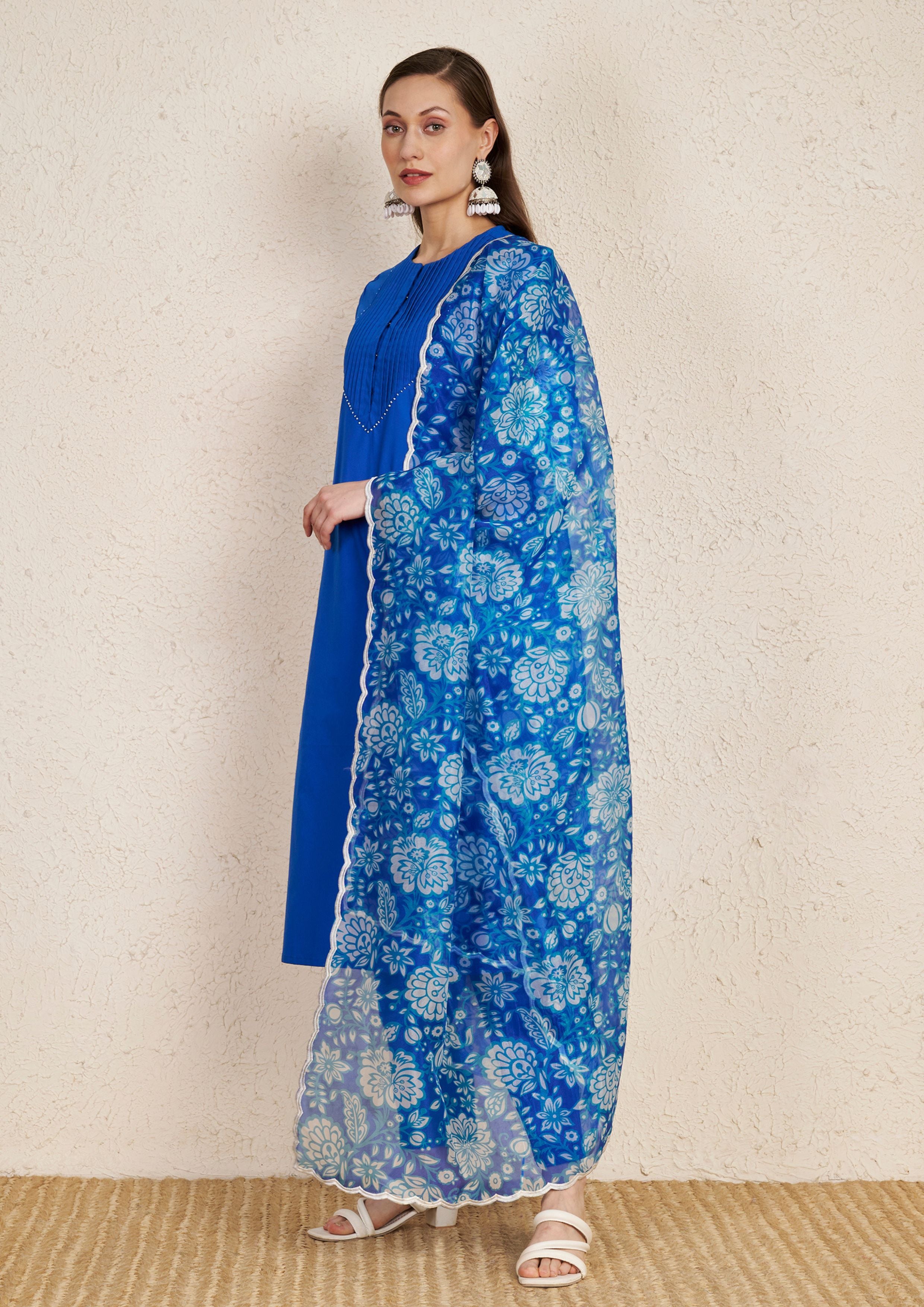Cobalt Blue Cotton Kurta Set
