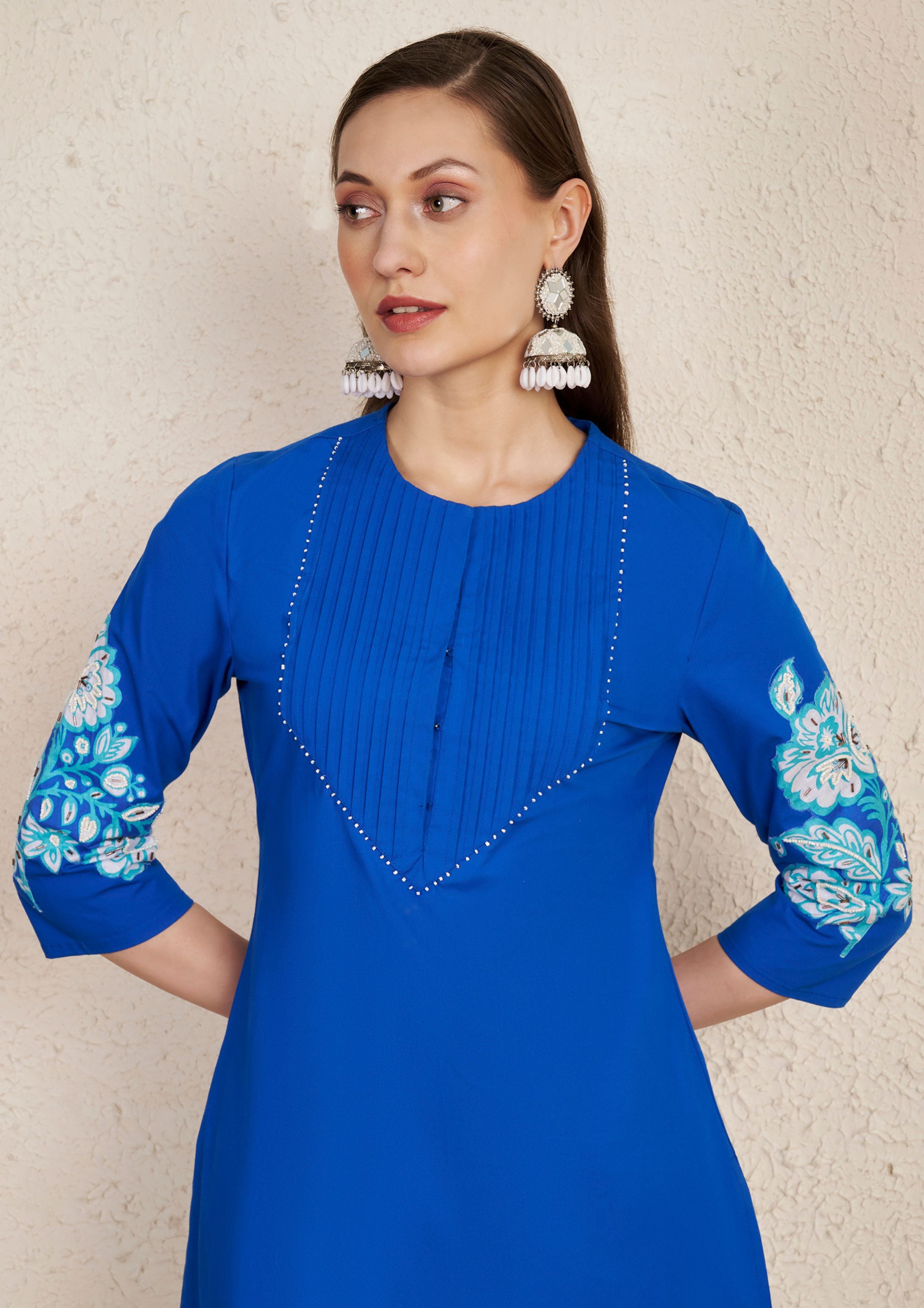 Cobalt Blue Cotton Kurta Set