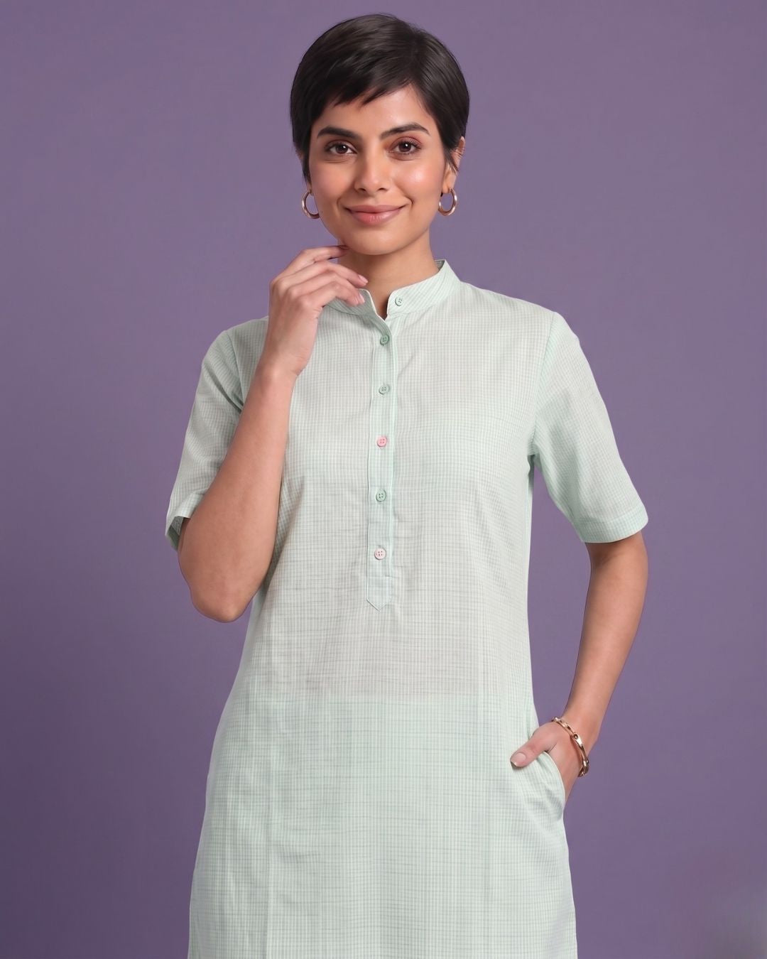 Pista Kulfi Cotton Kurta