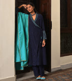 Raass Midnight Grace Embellished Handwoven Cotton Anarkali Set