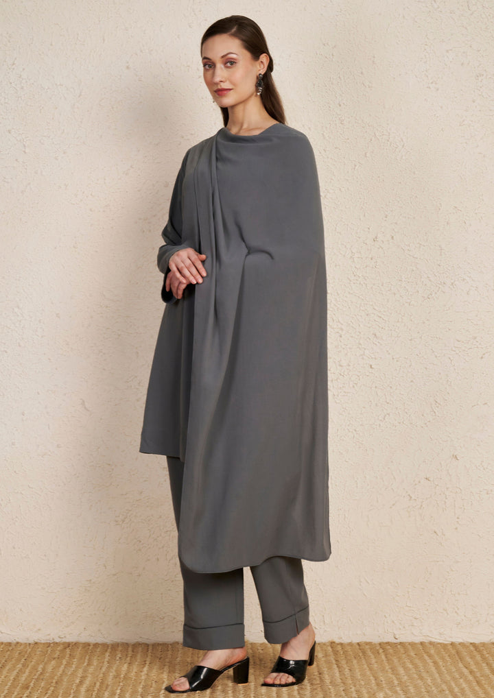 Minimal Grey Draped Kurta Set