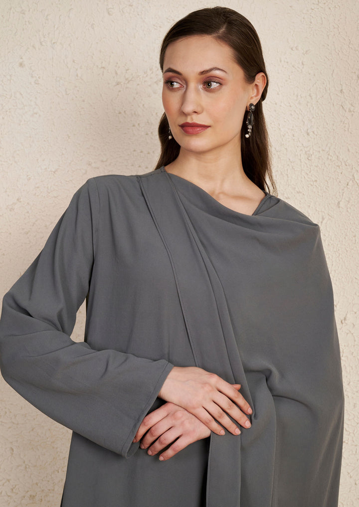 Minimal Grey Draped Kurta Set