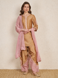 Beige Chanderi Hand Embroidered Kurta Set