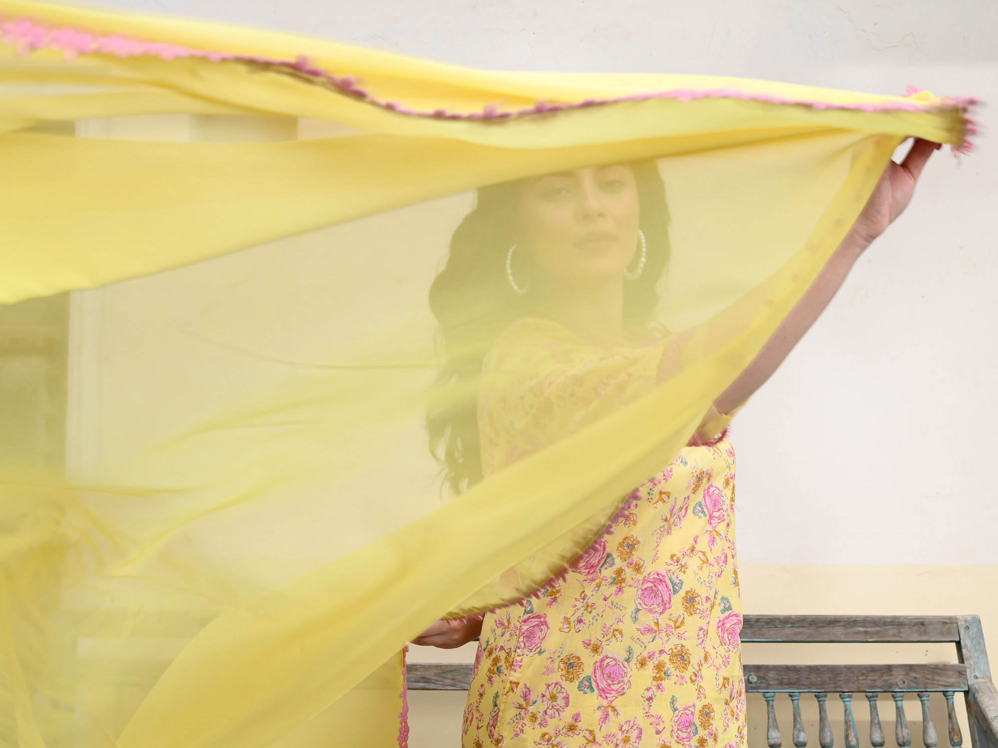 Pastel Yellow Floral Printed Kurta Set