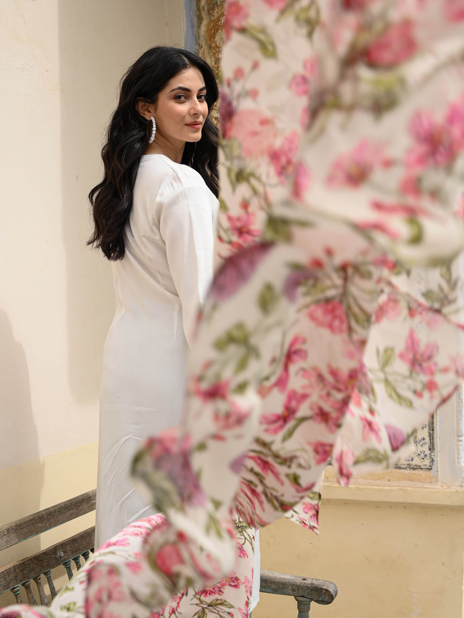 Floral Georgette Embroidered Cotton Kurta Pant Dupatta Set
