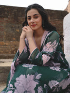Chiffon print & lace Pakistani ensemble