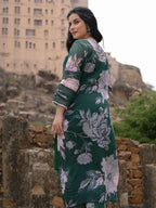 Chiffon print & lace Pakistani ensemble