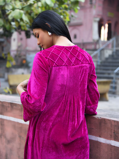 Sparkling & Classy Rani Pink Velvet Ensemble