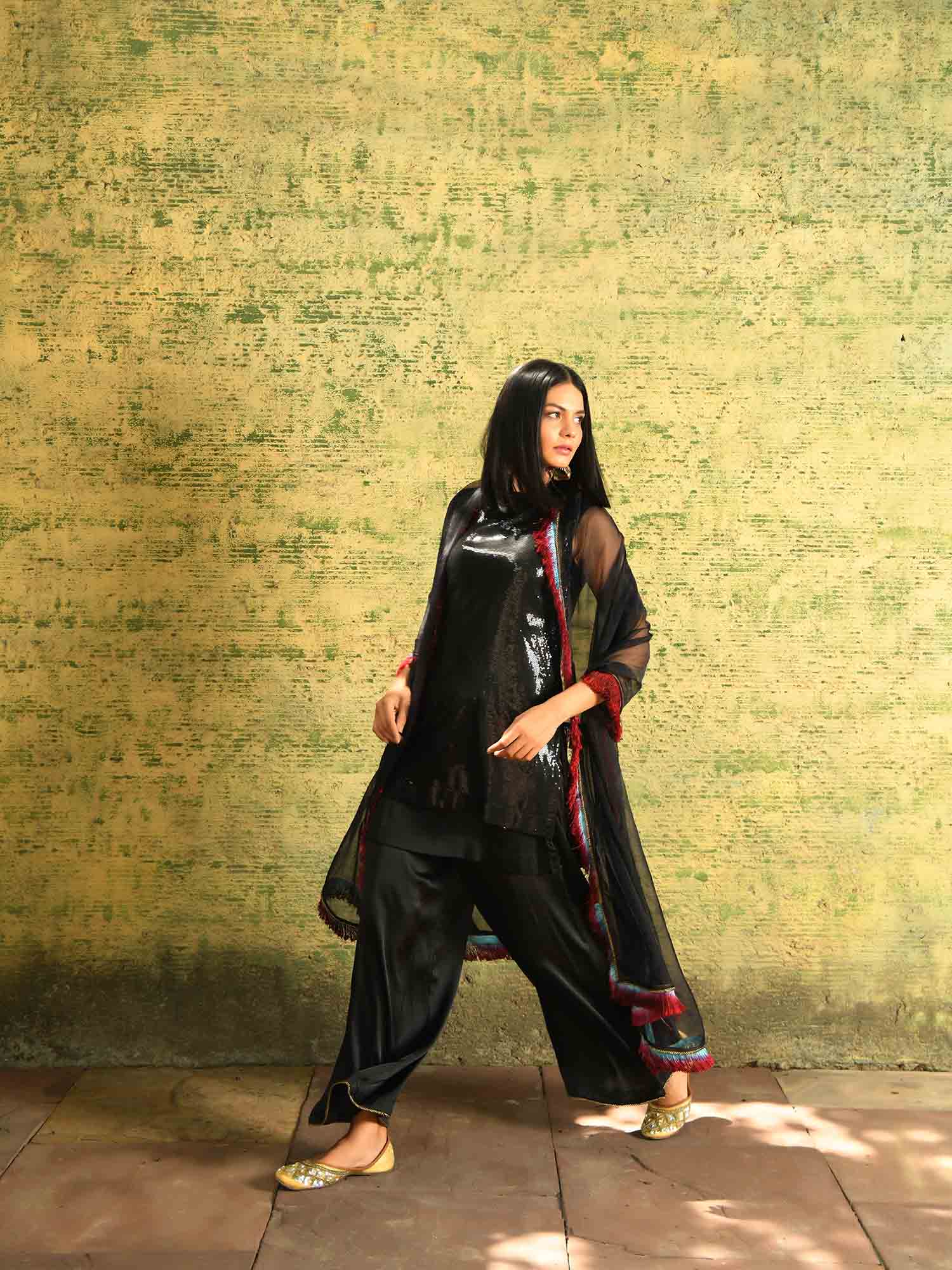 Bling & Black Kurta Set
