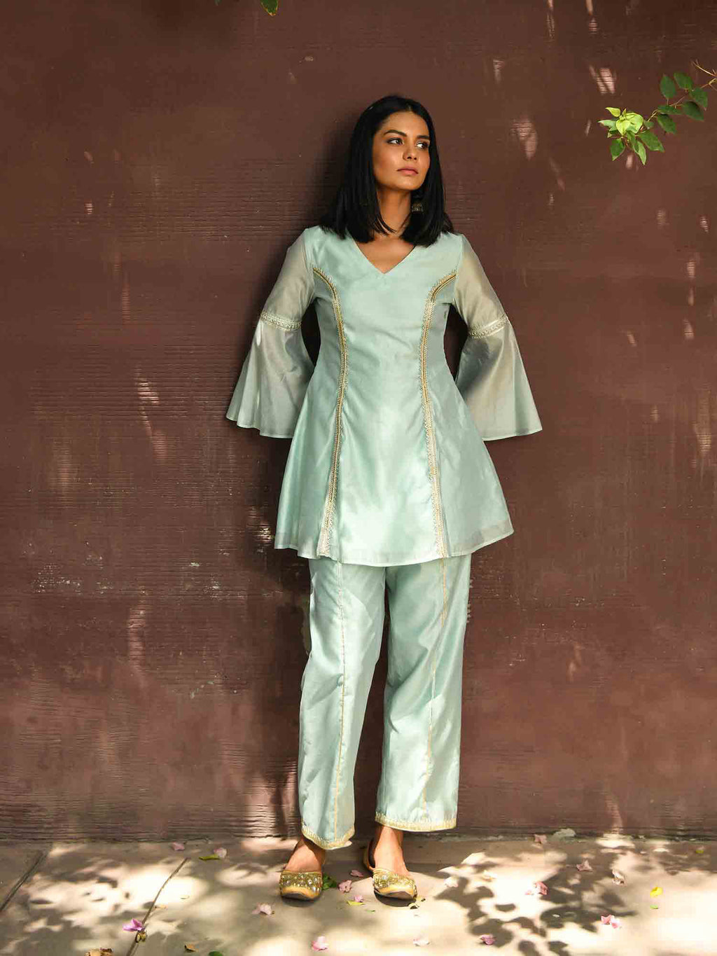 Pastel Mint  Georgette Short Kurti Set