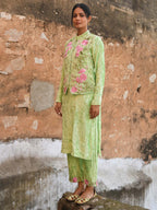 Fresh Pistachio Velvet Jacket Set