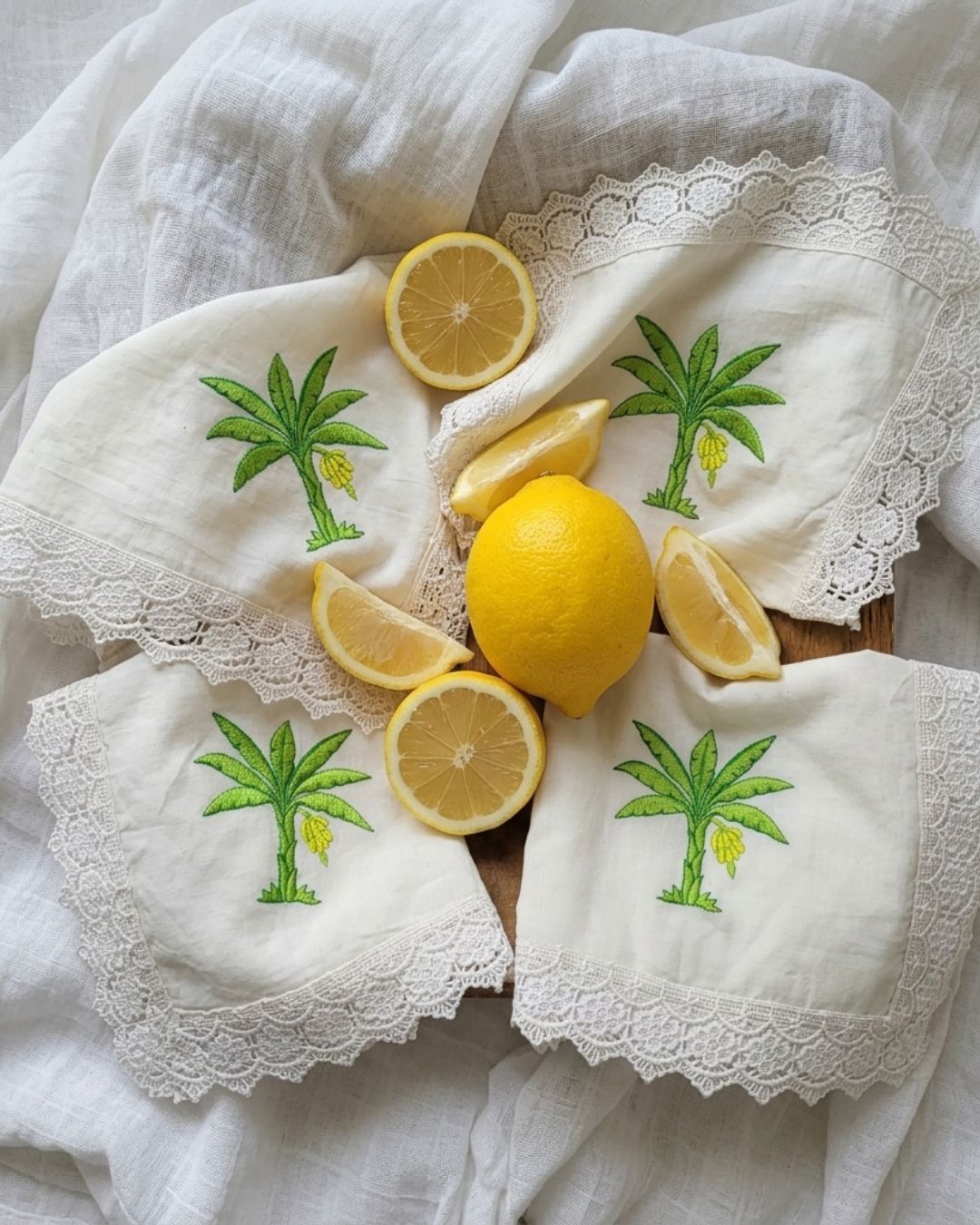 Loom & Leaf Embroidered Lace Napkins (set of 4)