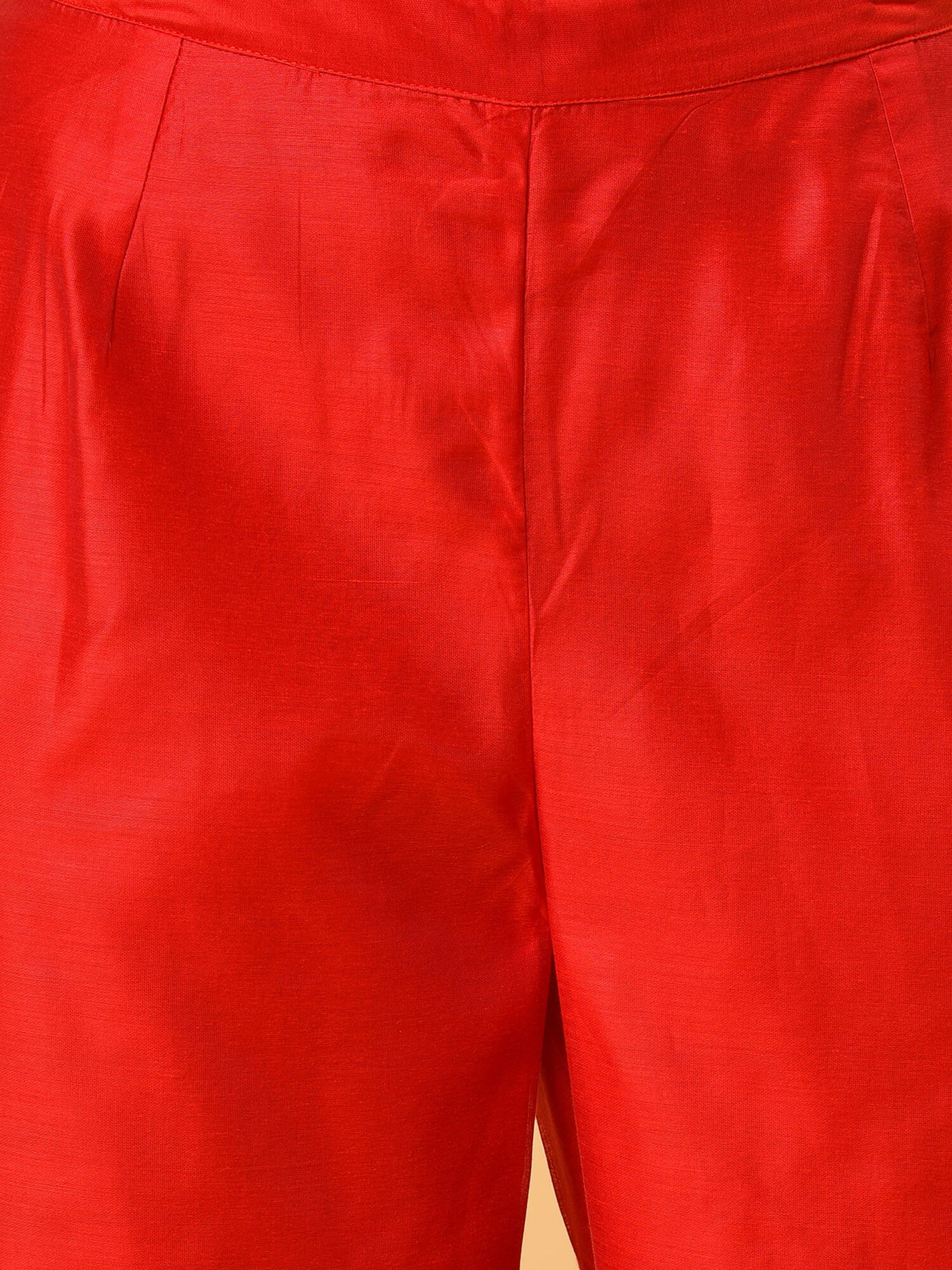 Poppy red and white chanderi kurta pant and dupatta
