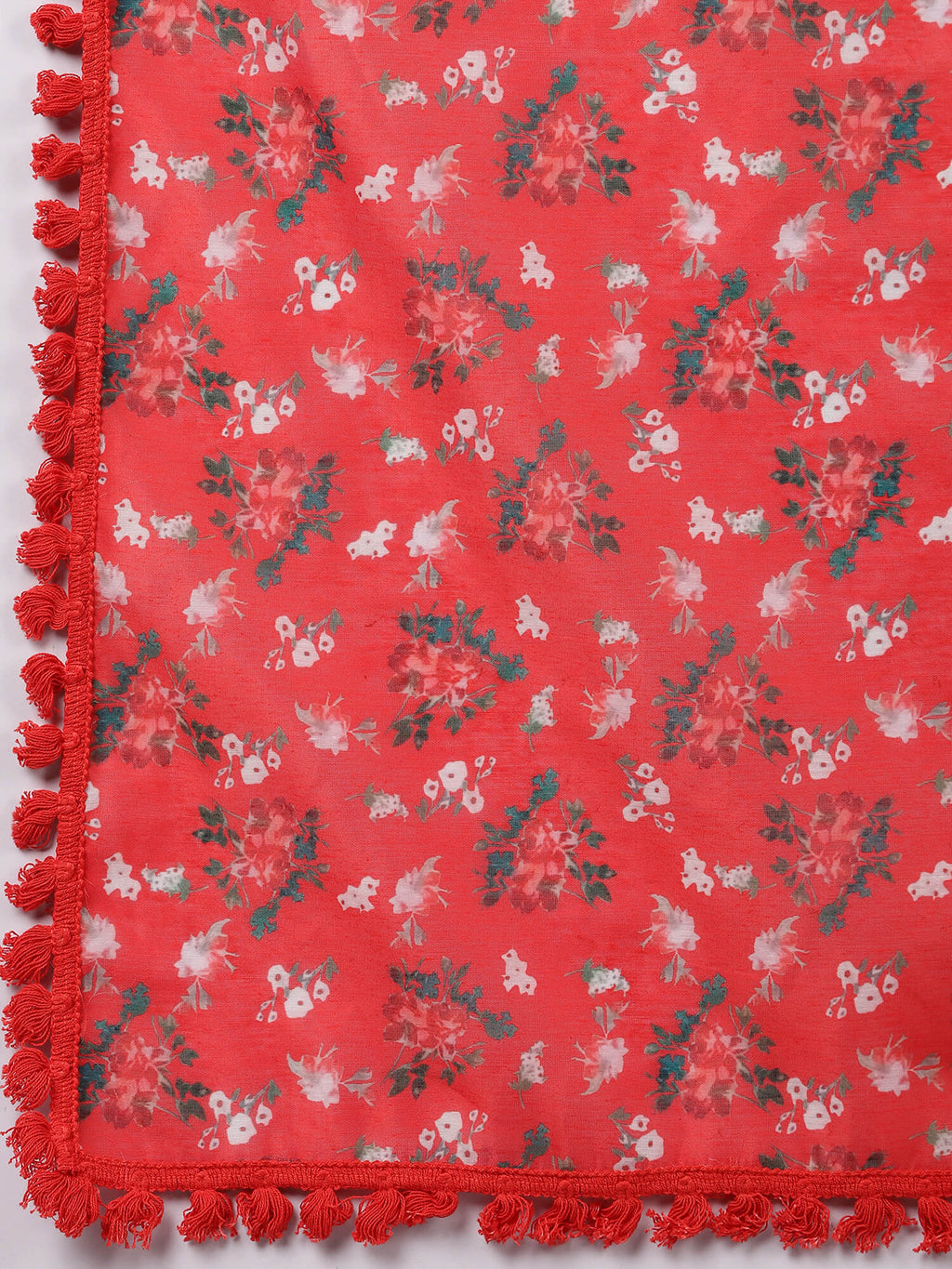 Red Solid Kalidar Kurta And Pant With Dupatta & Camisole