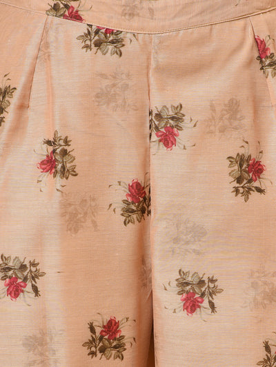 A Rose printed Ecru Kurta, Pant and Dupatta set