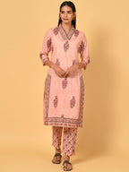 Block Printed Mughal Cotton Kurta & Pant Set