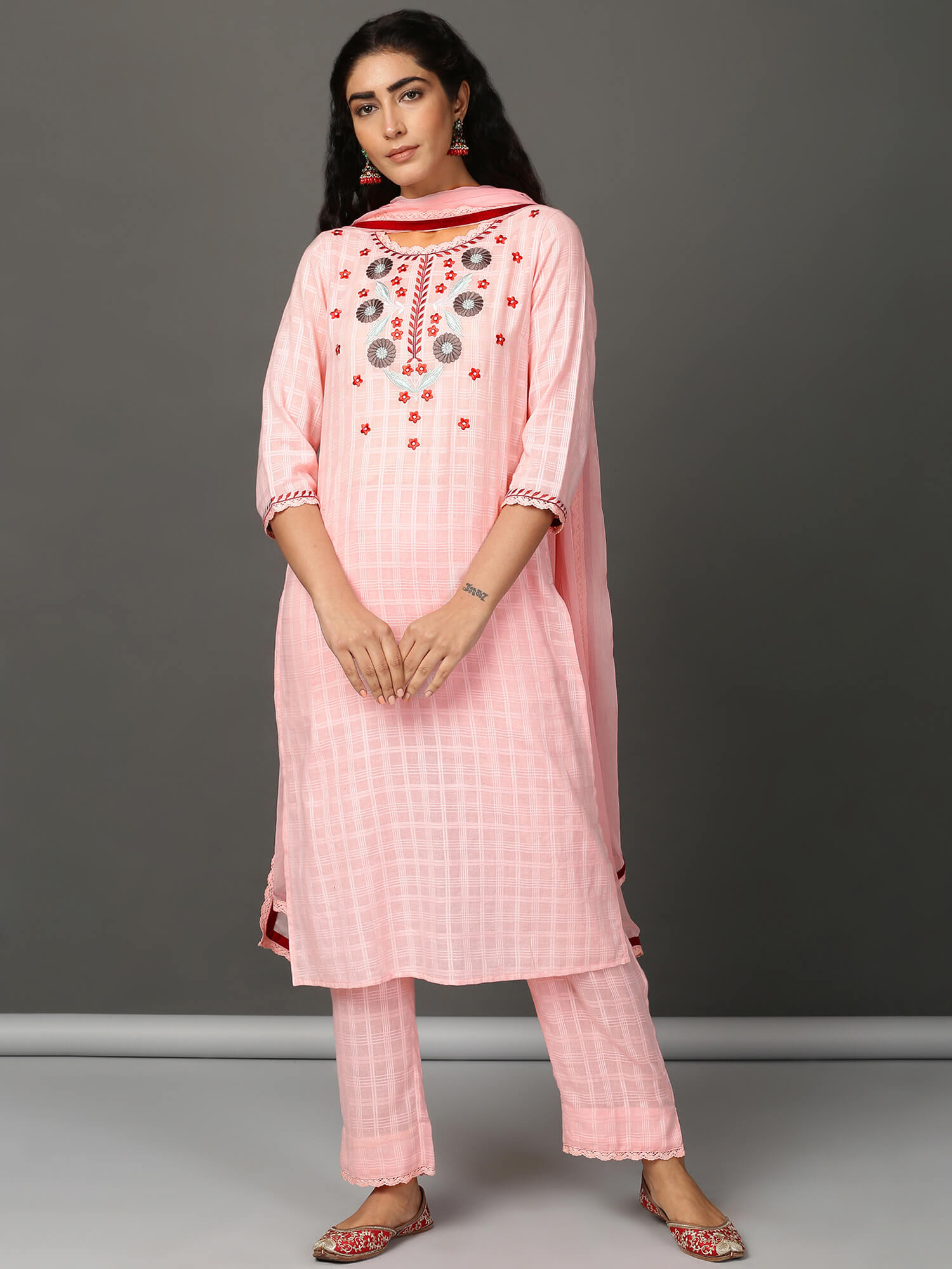 Pink Cotton Kurta & Pants Set