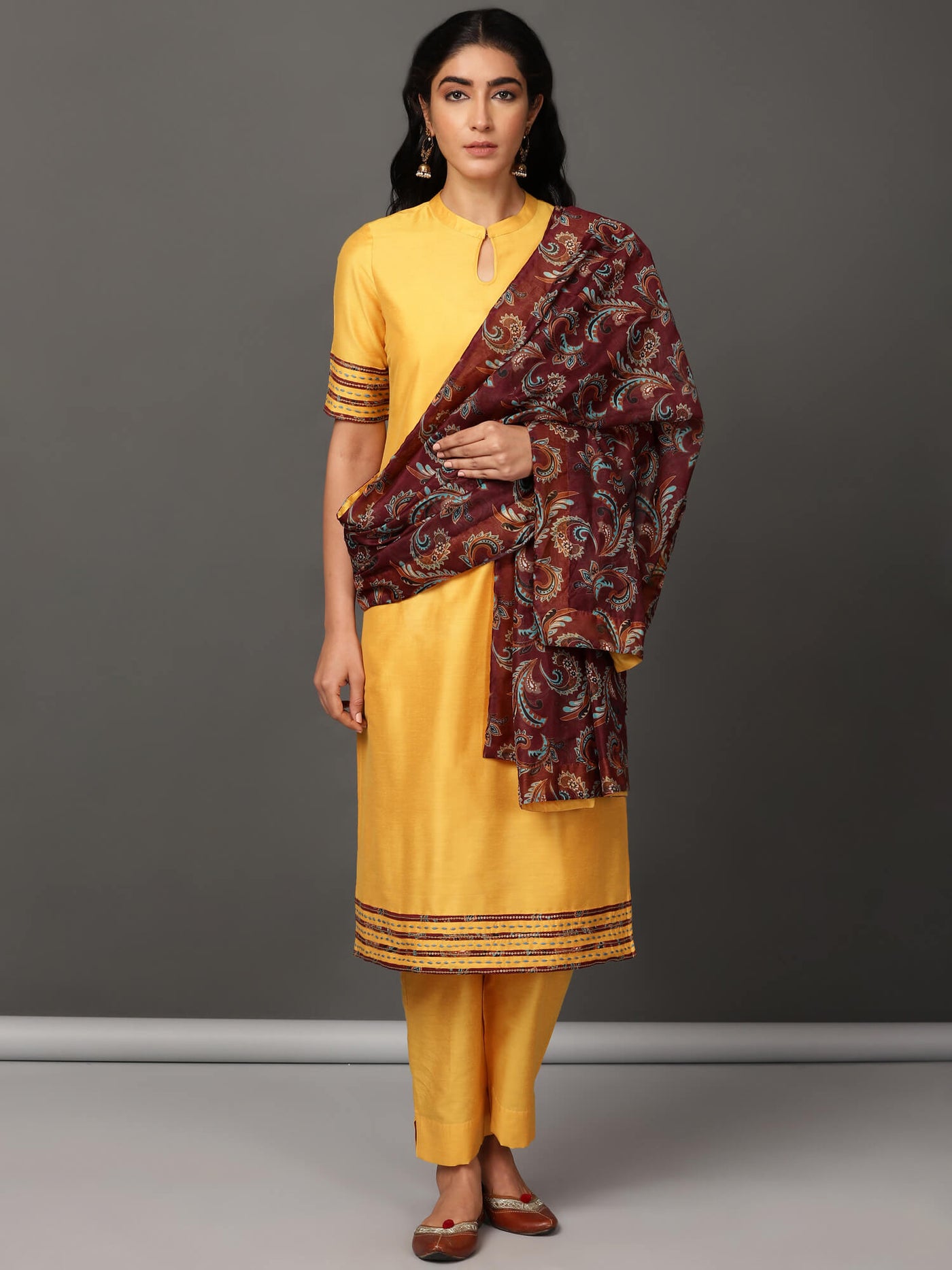 Sun Art Silk Kurta, Pants & Dupatta Set