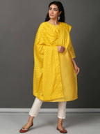 Rekha Art Silk Straight Kurta Set with Cigarette Pants & Striped Dupatta