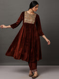 Toasted Velvet Embroidered Kurta & Pant Set
