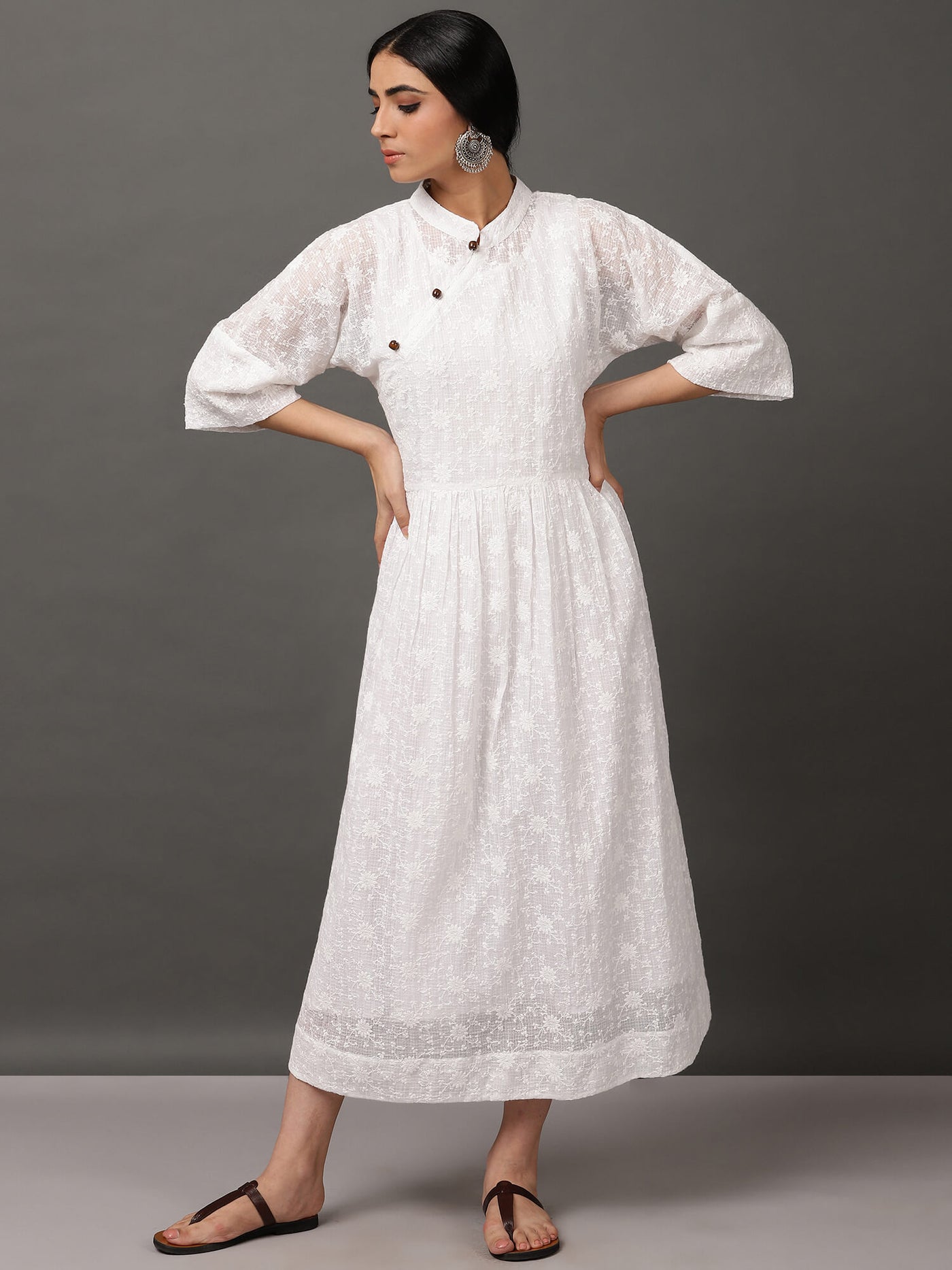 White Kota Schiffly Comfort Dress