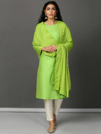 Rekha Art Silk Straight Kurta Set with Cigarette Pants & Striped Dupatta