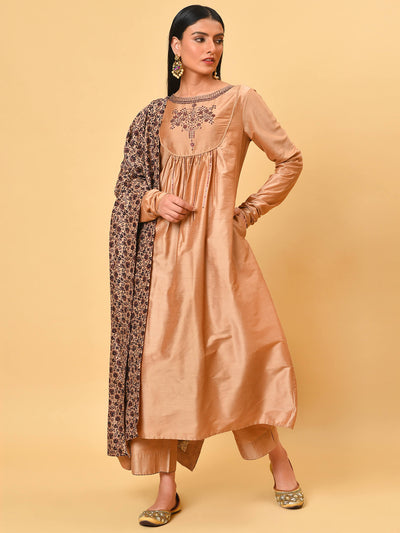 Beige Kurta Pant & Dupatta set