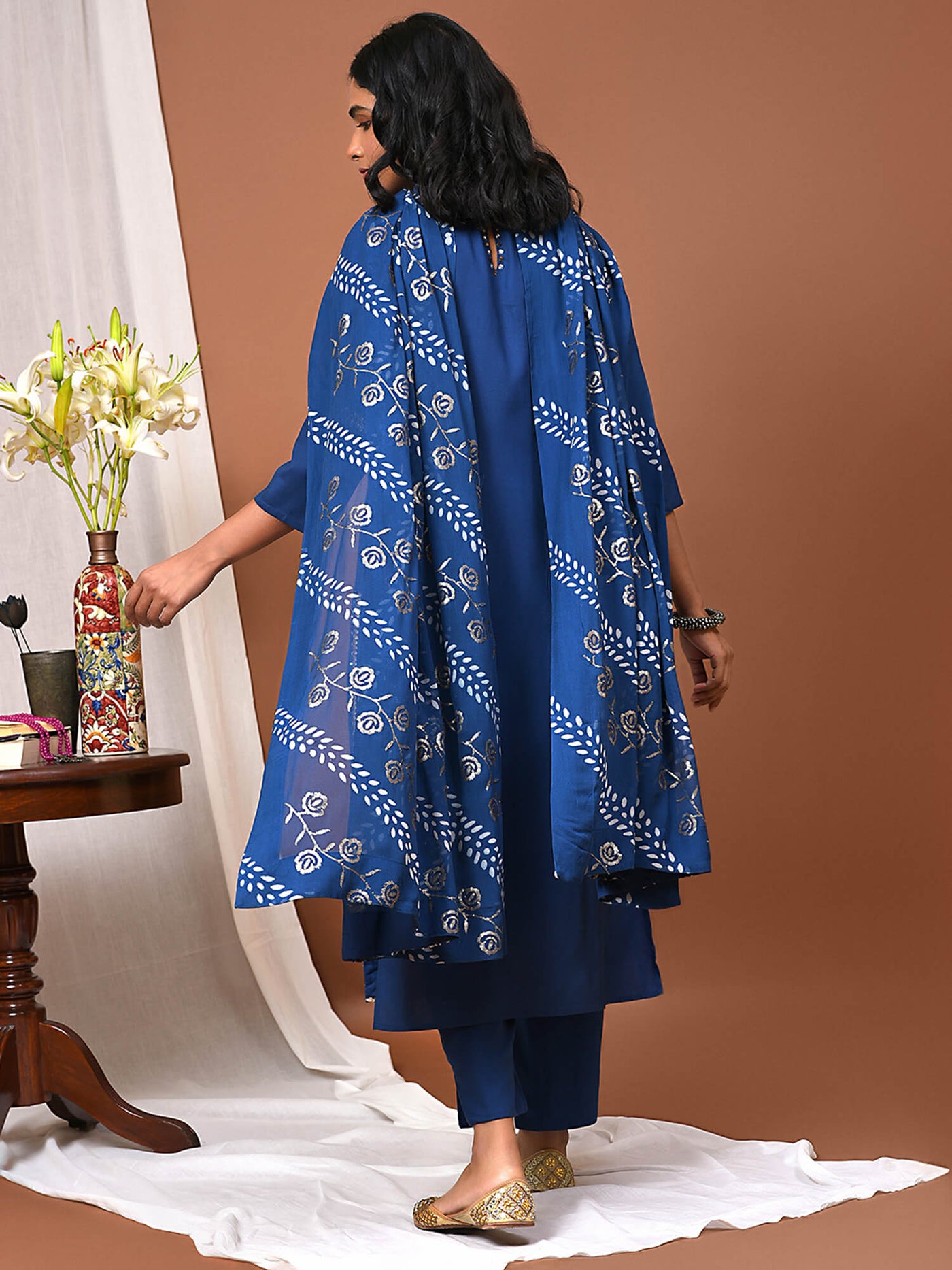 Flow with the Indigo Kurta Pant and Dupatta Set