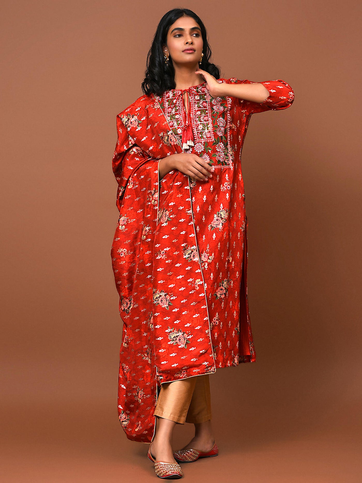 Love the Carnival of Red Kurta Pant & Dupatta Set