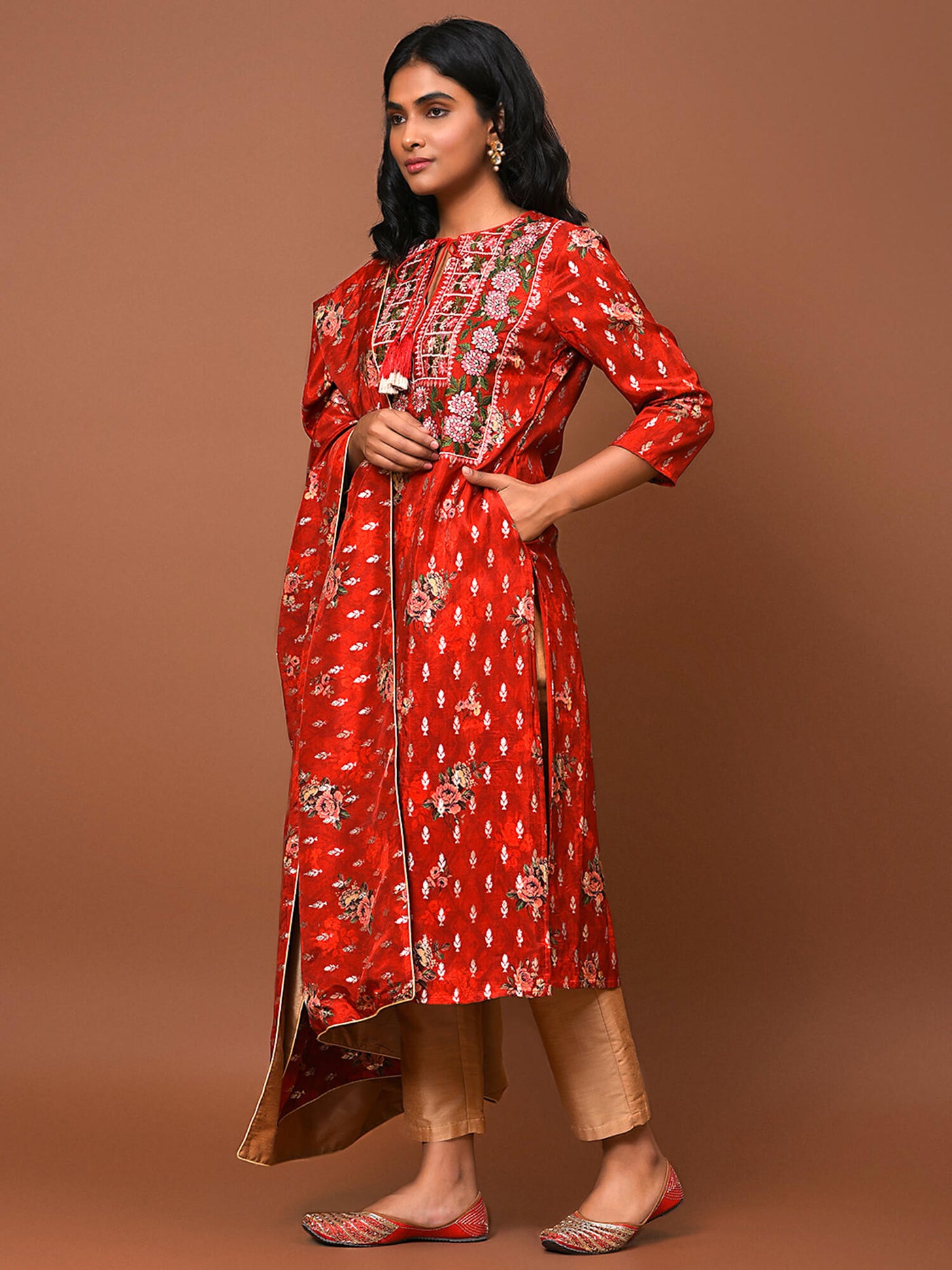 Love the Carnival of Red Kurta Pant & Dupatta Set