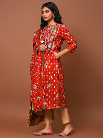 Love the Carnival of Red Kurta Pant & Dupatta Set