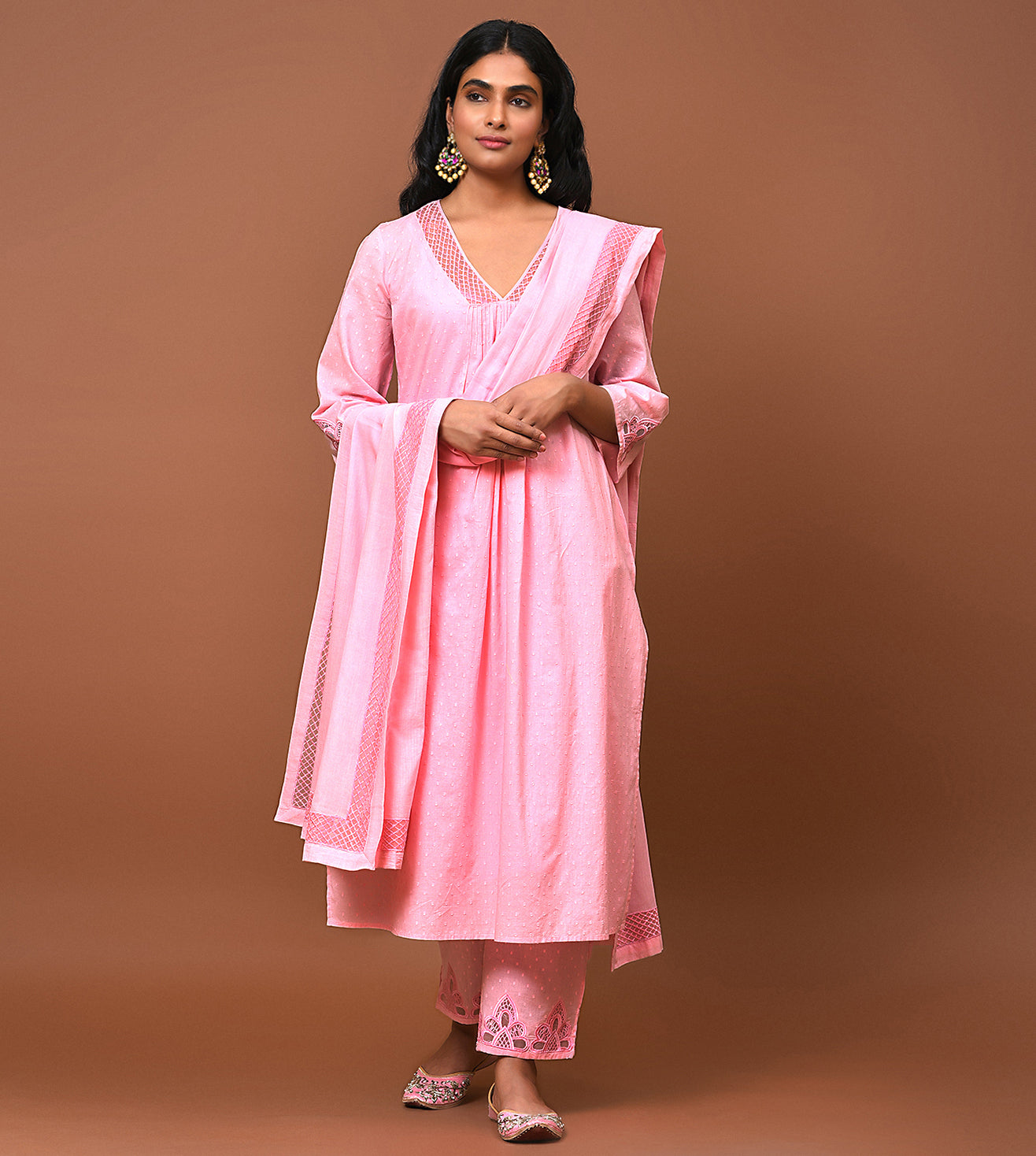 Rose Kurta Pant & Dupatta Set