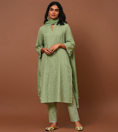 Sage green Kurta Pant & Dupatta