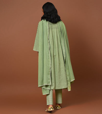 Sage green Kurta Pant & Dupatta