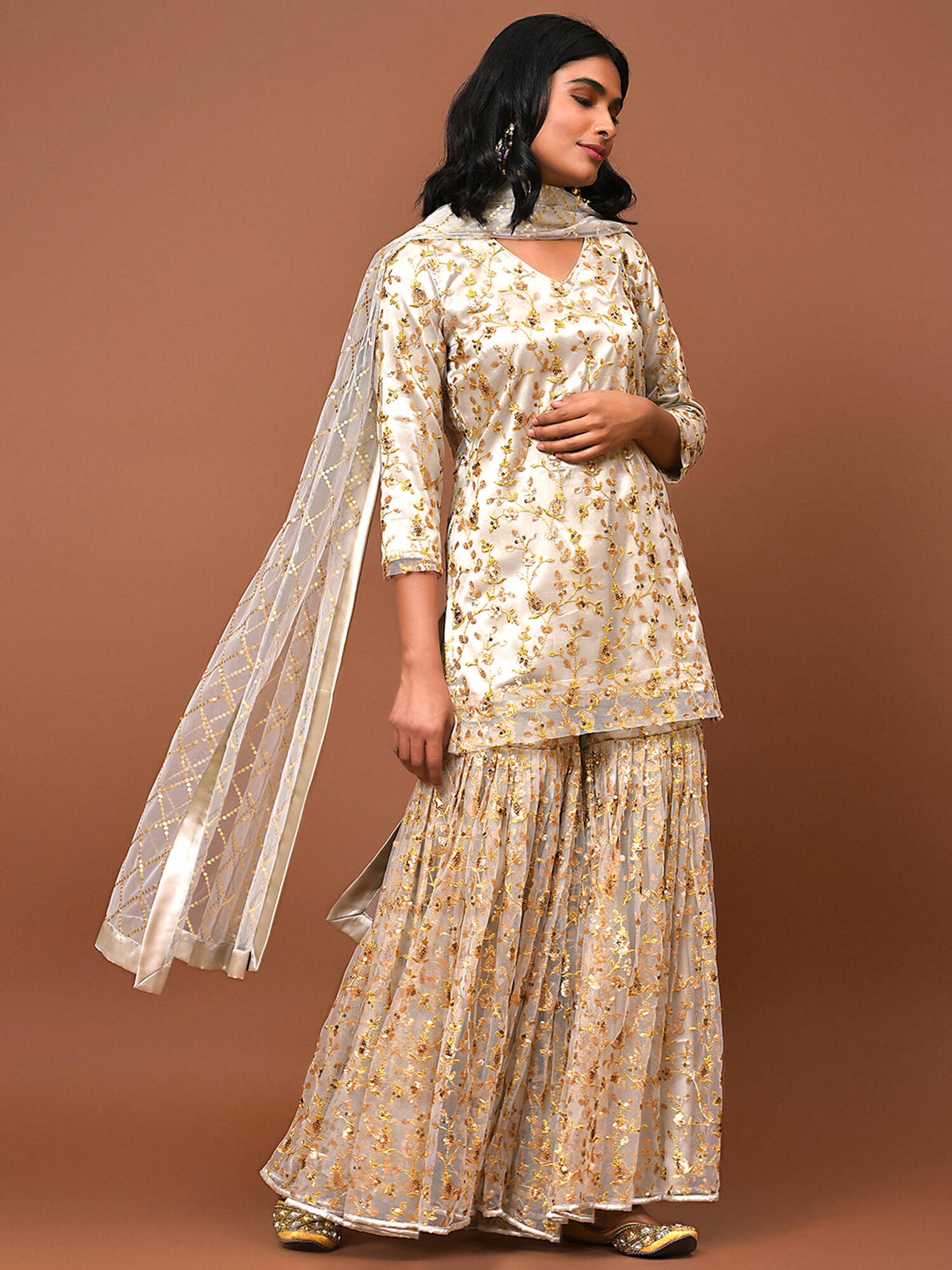 Ivory & Gold Sharara set Nuhh Ivory & Gold Sharara set Nuhh