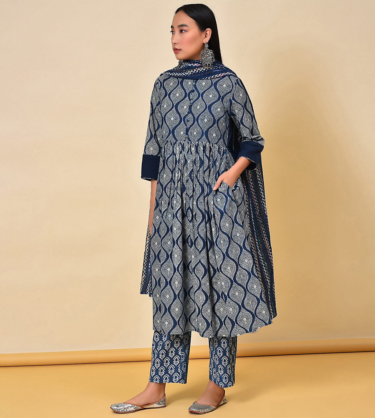 Find your mojo indigo Kurta Pant & Dupatta set