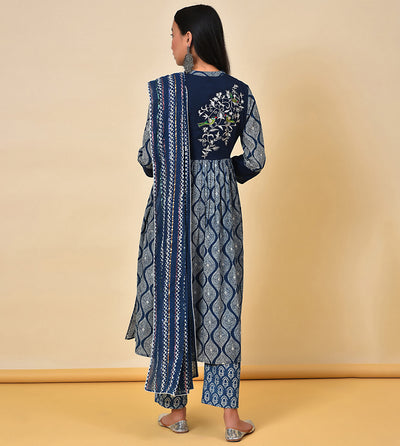 Find your mojo indigo Kurta Pant & Dupatta set