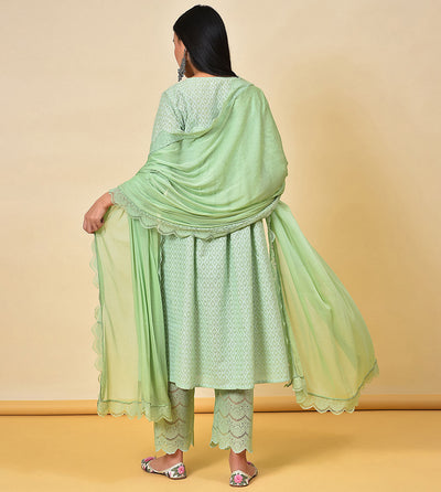 Lace and Grace Kurta Pant & Dupatta Set