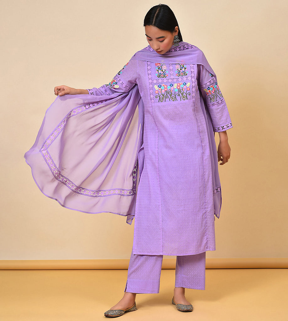Love the mauve Kurta Pant & Dupatta Set